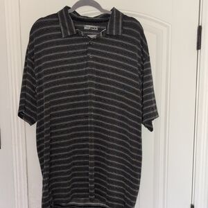 Nike Men's Black and White Striped Polo Shirt